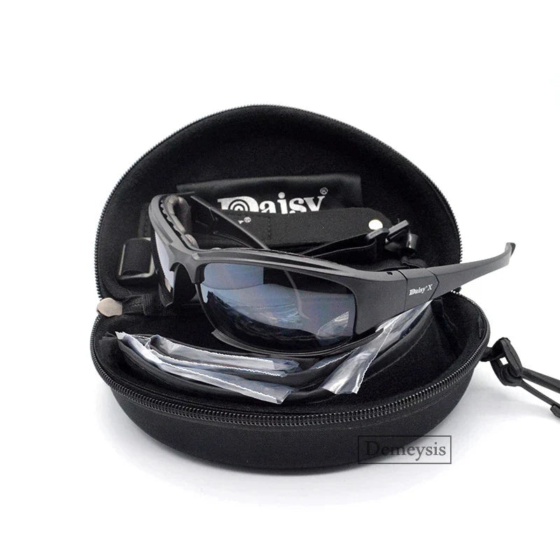 Daisy Tactical Polarized Glasses - Military Goggles Army Sunglasses with 4 Lens in Original Box, Men's Shooting Hiking Eyewear Gafas