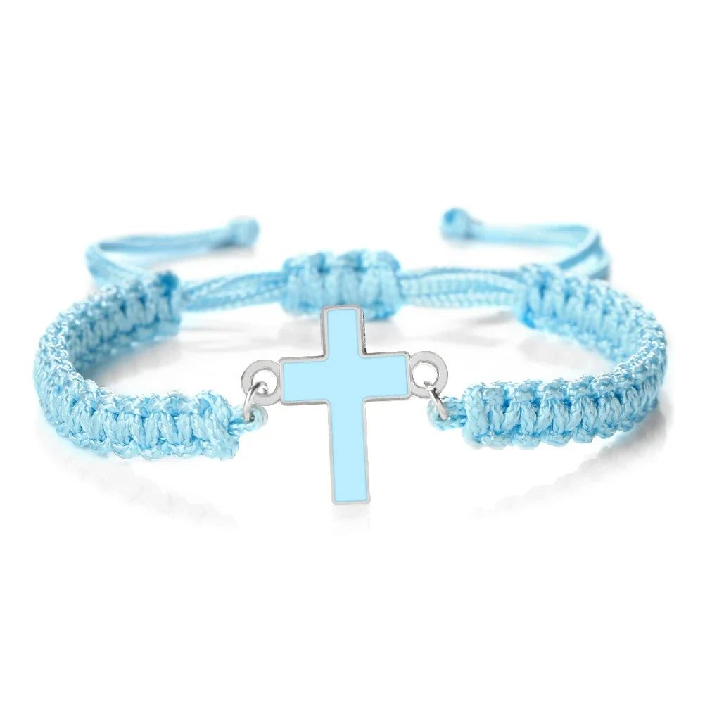 Jesus Cross Braided Bracelet - Handmade Christian Faith Friendship Bangle Jewelry Gift for Women & Men