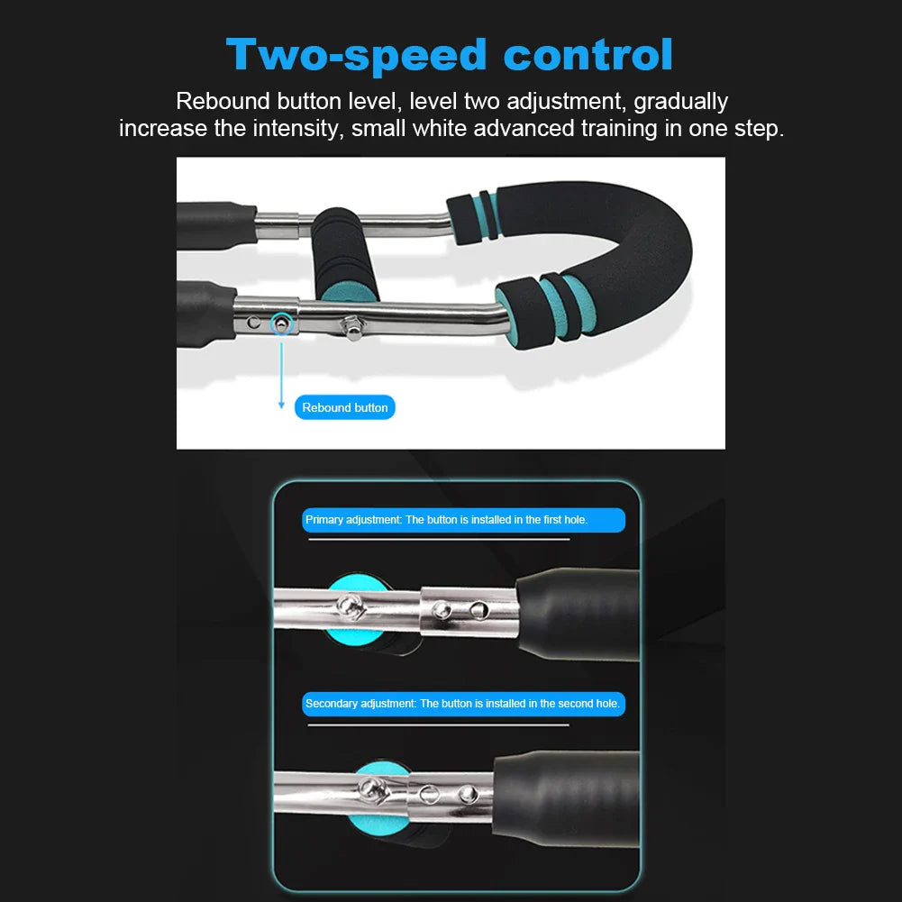 Twister Arm Exerciser — Adjustable Foam Handle Spring Workout Bar for Forearm, Triceps & Chest Training