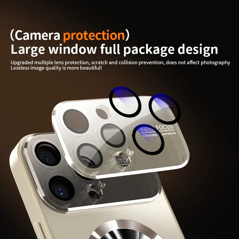 Titanium Metallic Matte iPhone Case - Luxury MagSafe Cover with Camera Lens Protection
