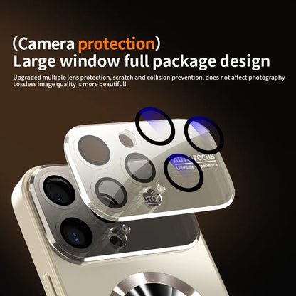 Titanium Metallic Matte iPhone Case - Luxury MagSafe Cover with Camera & Lens Protection for iPhone 12-17 Pro Max & Plus