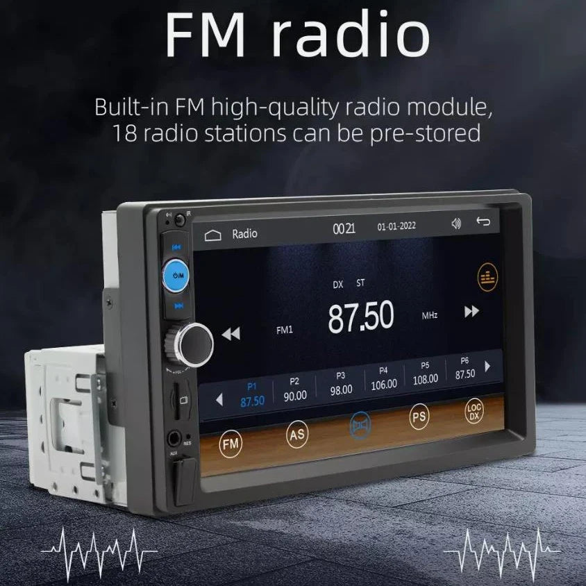 7-Inch 1-DIN Car Stereo - Touchscreen Radio with Bluetooth, Apple & Android CarPlay and Backup Camera Support