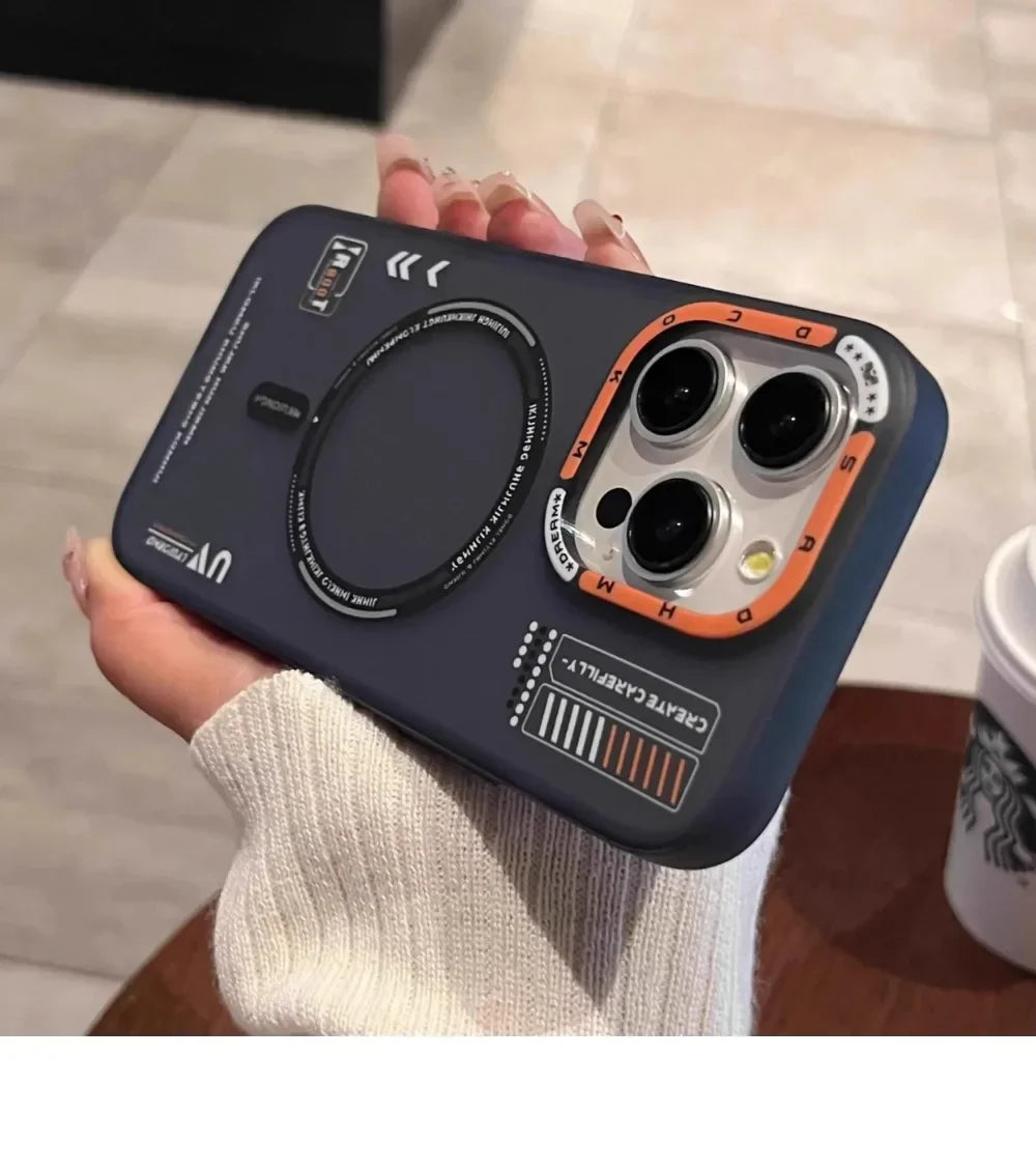 Matte Magnetic iPhone Case — Frosted Back, Metal Lens Frame & Buttons, MagSafe Wireless Charging for iPhone 13–17 Pro Max