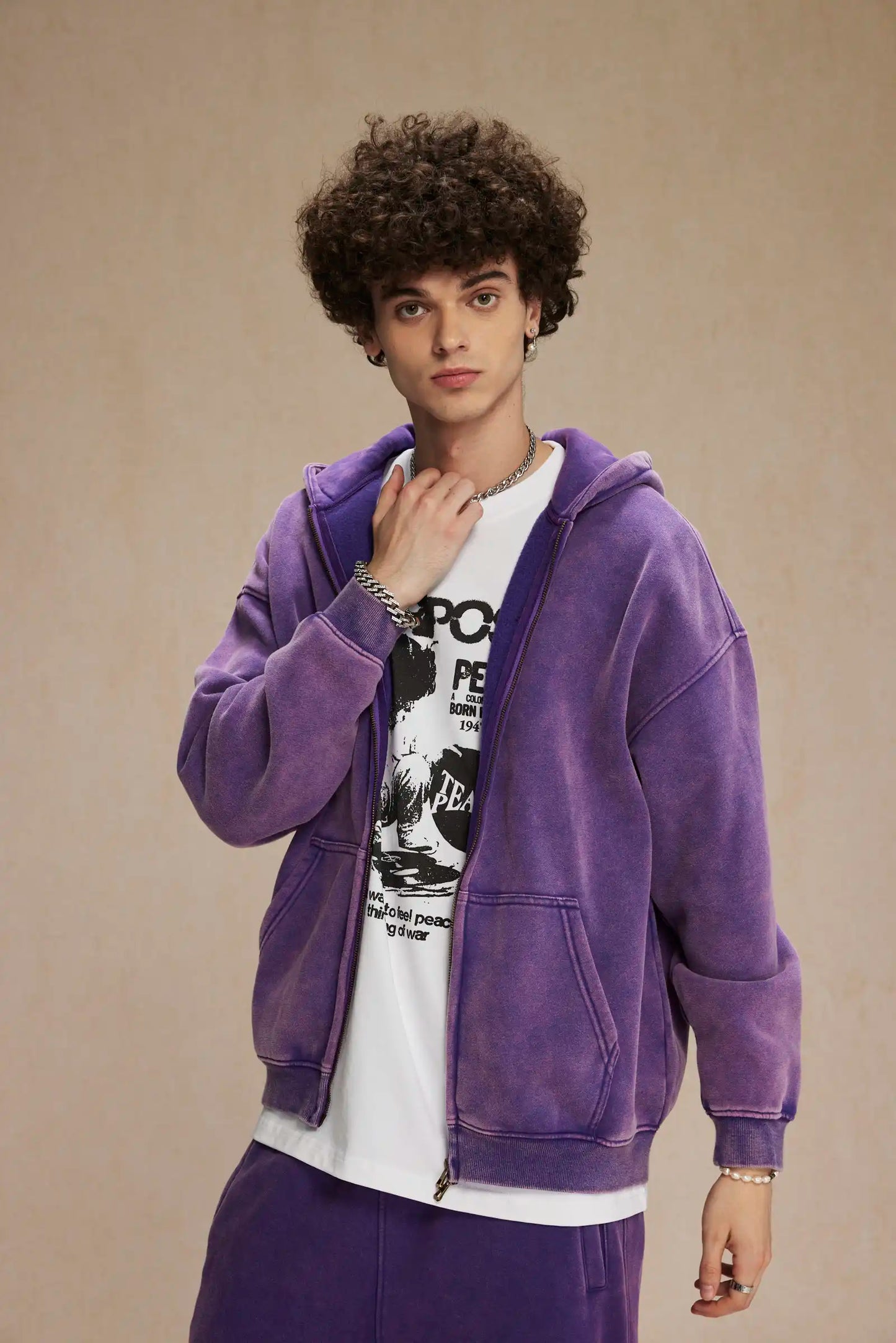 Batik Fleece Zipper Hoodie – Warm Ethnic Style Zip-Up Sweatshirt