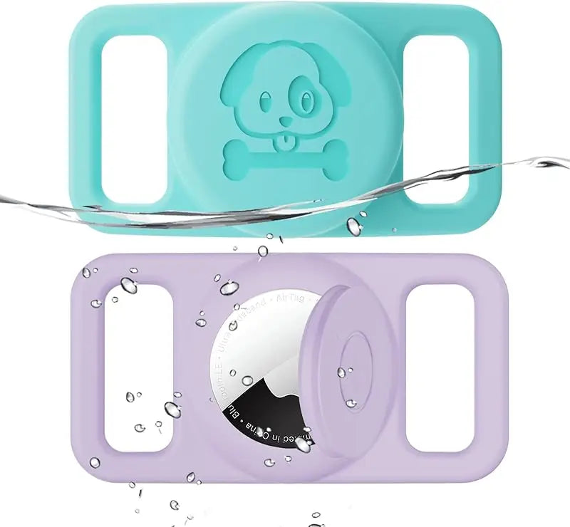 2-Pack AirTag Dog Collar Holders — Waterproof Silicone Hidden Loop Anti-Lost Tracker Accessory