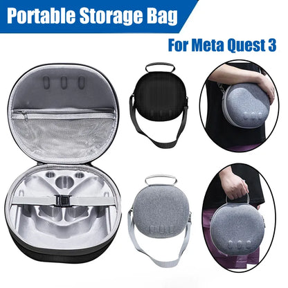 Meta Quest 3 Portable Travel Carrying Case: Larger Capacity Storage Bag for VR Protection and Accessories