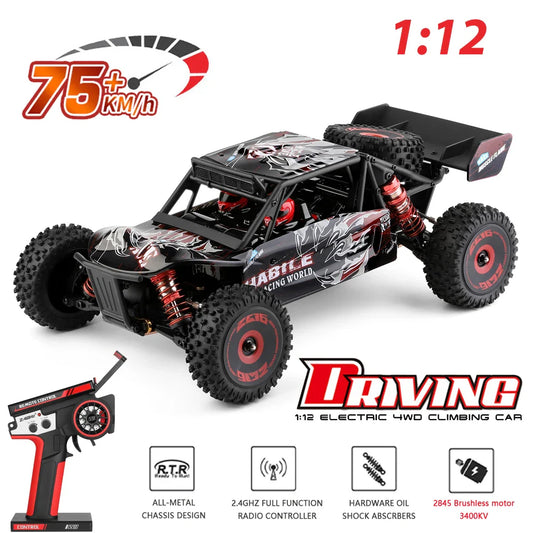 WLtoys 124016 V8 RC Car — 75 KM/H Brushless 4WD High-Speed Electric Off-Road Drift Toy for Adults
