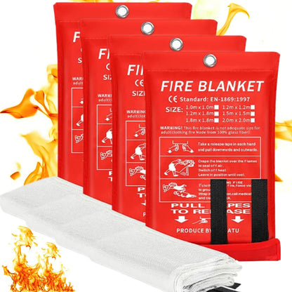 4PCS Reusable Fiberglass Fire Blankets – Emergency Safety Cover for Kitchen, Car, Camping, Grilling & Office Use