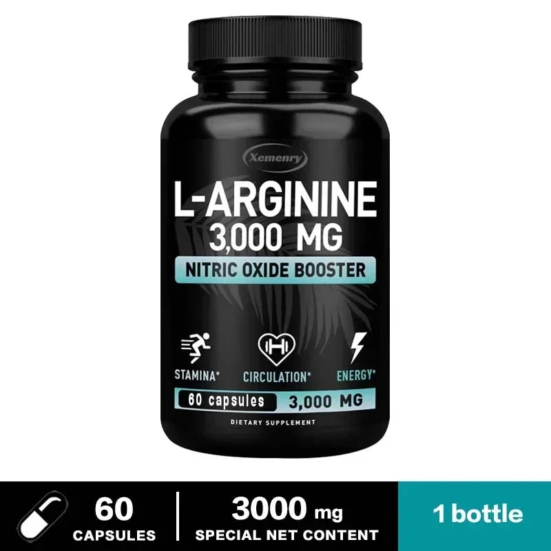 L-Arginine Supplement – Boost Energy, Strength & Endurance, Vascular Support for Exercise & Muscle Health