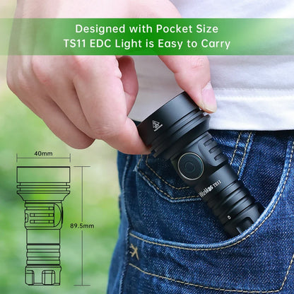 Wurkkos TS11 Mini 2000LM Flashlight - USB-C Rechargeable 18350 SFT40 EDC Torch with RGB, IP68 & Anduril 2.0