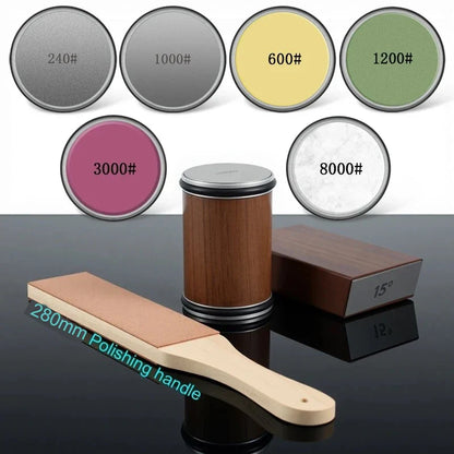 Rolling Diamond Knife Sharpener with Magnetic Holder – 15° & 20° Angle Roller Kitchen Sharpening Stone Kit