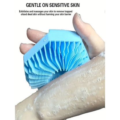 Polygonal Silicone Shower Brush – Handheld Body Scrubber for Skin Cleaning & Scalp Massage