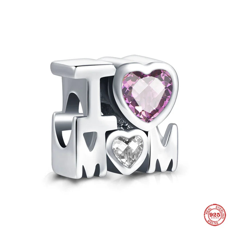 Europe 925 Silver Family Charm Pendant - Boy, Girl, Mom & Sisters Bead for Pandora Bracelet, Sparkling Dangle Jewelry
