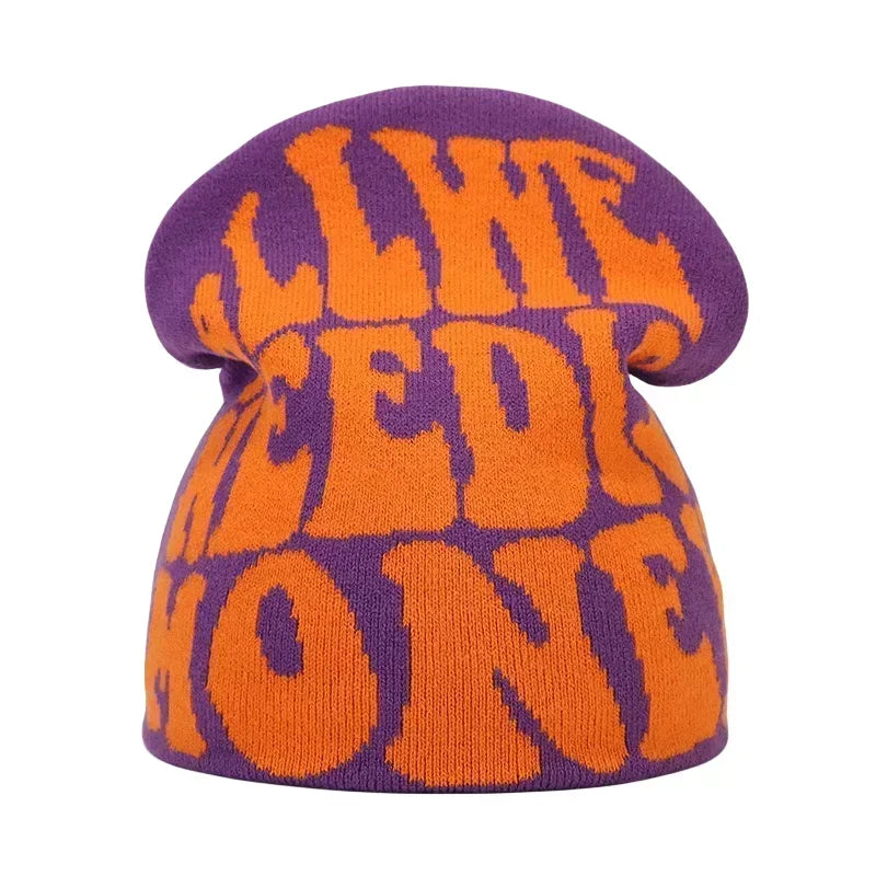 Y2K Letter Knitted Beanie Cap – Unisex Winter Autumn Warm Ski Skullcap, Hip Hop Streetwear Ear Cover Hat for Men & Women