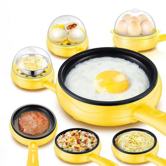 Electric Frying Pan and Omelette Maker - Mini Egg Cooker with Steamer, Automatic Power-Off - Breakfast Machine for Quick Meals