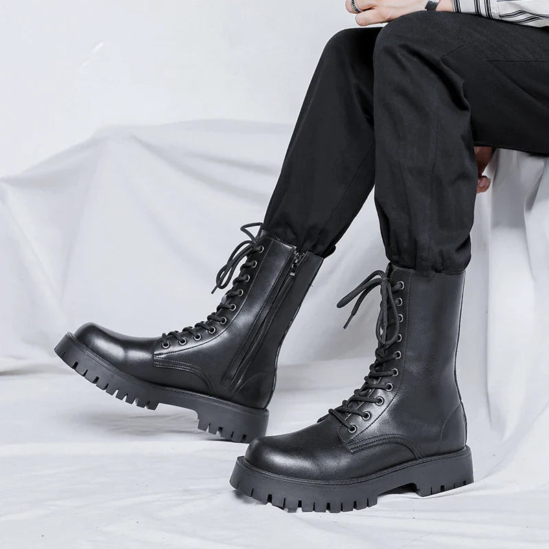 Luxury Brand Men's High Top Boots – Designer Leather Casual, Business & Outdoor Work Boots for Men