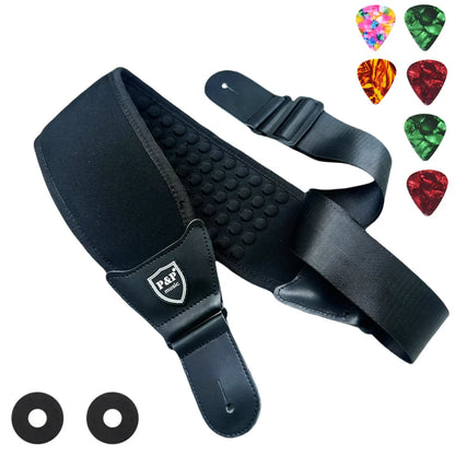 P&P 3D Sponge Guitar Strap – Breathable, Comfortable & Adjustable Padded Strap for Acoustic, Electric Guitars & Bass