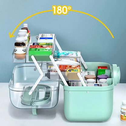 3-Layer Large Capacity Medicine First Aid Kit – Portable Multi-Layer Plastic Medical Storage Box for Household Use