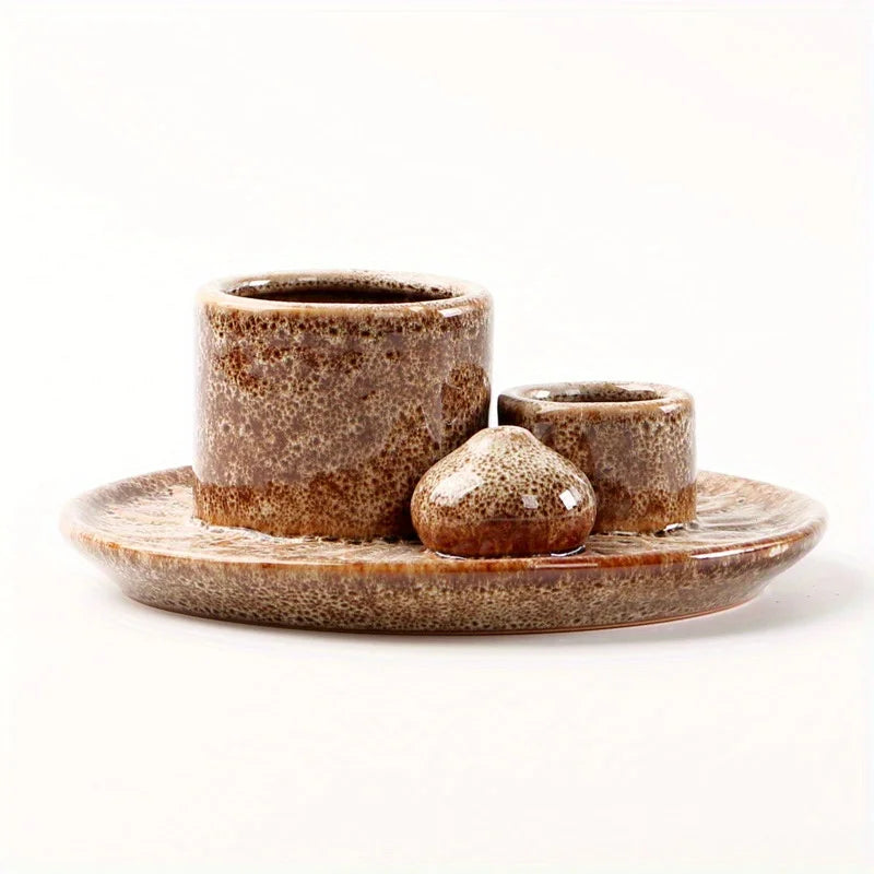 Morandi Ceramic Candle Holder & 4 in 1 Incense Burner – Palo Santo, Sage, Stick & Cone Holder