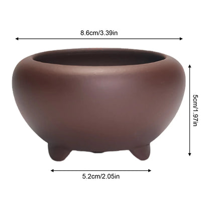 Ceramic Round Plant Pot - Succulent & Orchid Planter with Drainage Holes for Indoor & Outdoor Decor