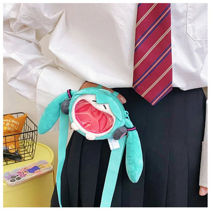 Hatsune Miku Coin Purse Shoulder Bag – Kawaii 14cm Plush Headphone Bag, Cartoon Crossbody Keychain Pendant, Perfect Girl Gift
