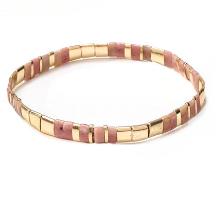 ZMZY Stone Tila Beads Elastic Bracelet for Women – 2025 Fashion Colorful Rainbow Miyuki Tile Bead Jewelry Gift Bracelet