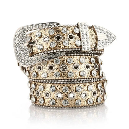 Women's Rhinestone Studded Belt - Hollow Pin Buckle Wedding & Party Accessory