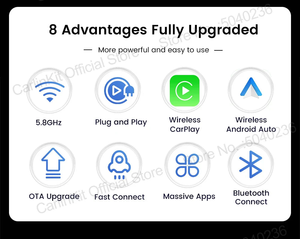 CarlinKit 5.0 Mini Wireless CarPlay & Android Auto Adapter – Plug & Play WiFi Bluetooth for OEM Cars