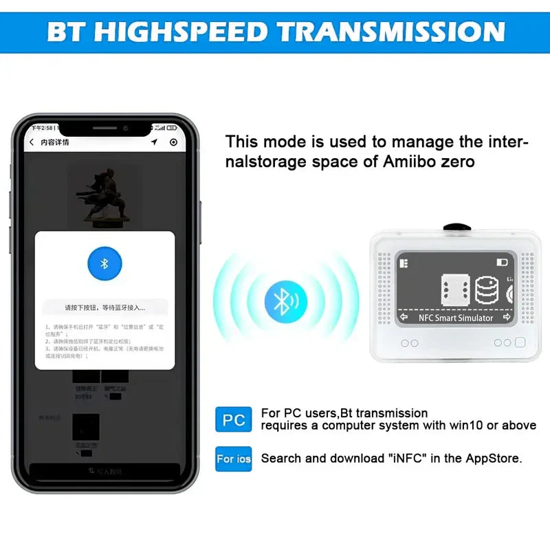 Amiibo NFC Simulator Pixel Emulator – Bluetooth-Compatible Replacement Accessory for Switch 2 (2025)