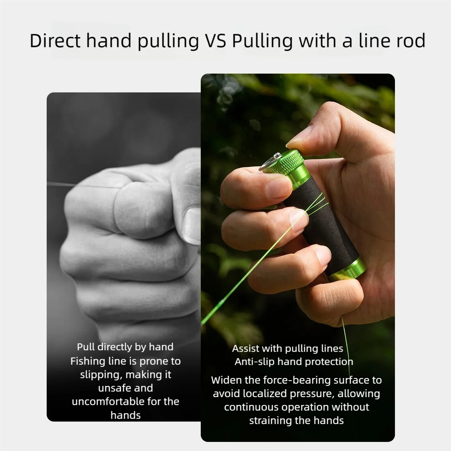 Aluminum Alloy Line Pull Rod — Rubber Anti-Slip Fishing Tool for Snag Pulling, Hook Tying, Knotting, and Hand Protection