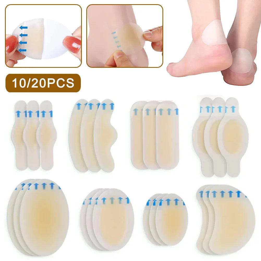 10/20PCS Hydrocolloid Foot Patches Heel Stickers | Anti-Wear Adhesive Bandages for Pain Relief & First Aid