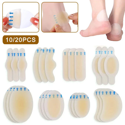 10/20PCS Hydrocolloid Foot Patches Heel Stickers | Anti-Wear Adhesive Bandages for Pain Relief & First Aid