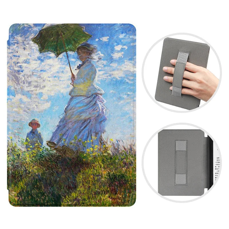 6" Kindle 11th Generation 2024 Case | PU Leather Ebook Cover with Hand Strap & Auto Wake Sleep