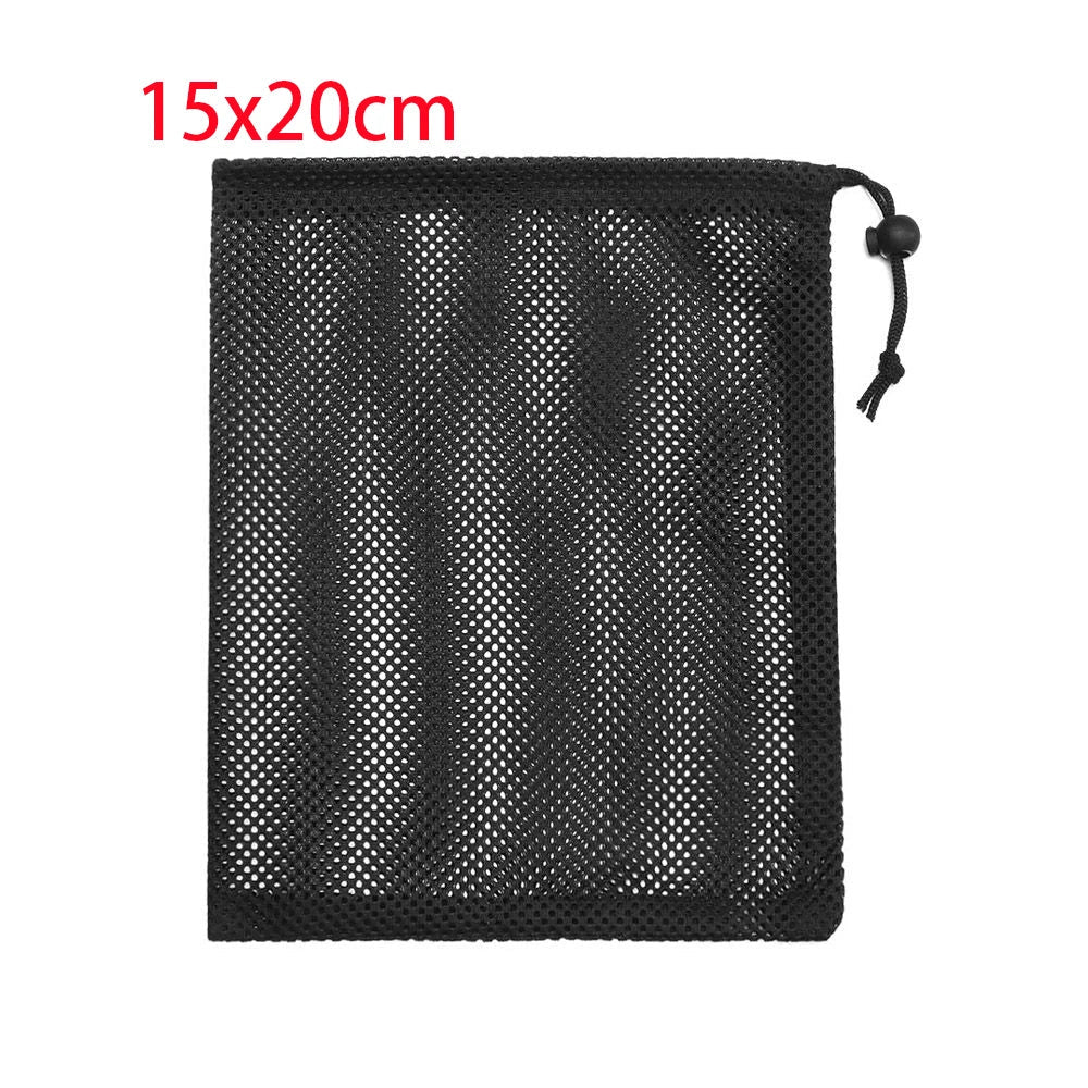 Durable Nylon Mesh Drawstring Bag – Multi-Purpose Outdoor Travel Storage Pouch for Camping Gear