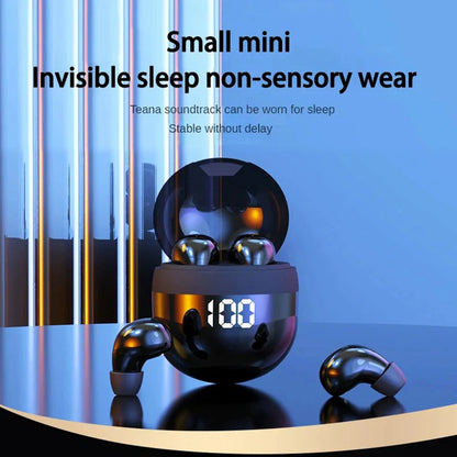 SK18 Mini Invisible Wireless Bluetooth 5.3 Headphones — Bass Sleeping Earbuds with Mic, Noise Cancellation & HD Sound