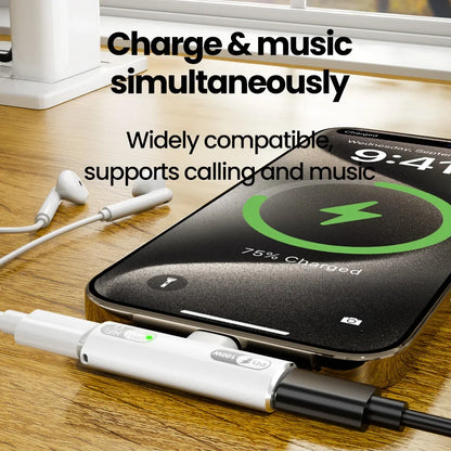 100W USB-C OTG Splitter Adapter - Type C Audio Headphone Fast Charging Data Transfer for iPhone 15/16 & iPad