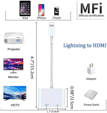 Lightning to HDMI Digital AV Adapter for iPhone 14/13 & iPad – 1080P TV, Card Reader, USB, Ethernet, Projector, Monitor