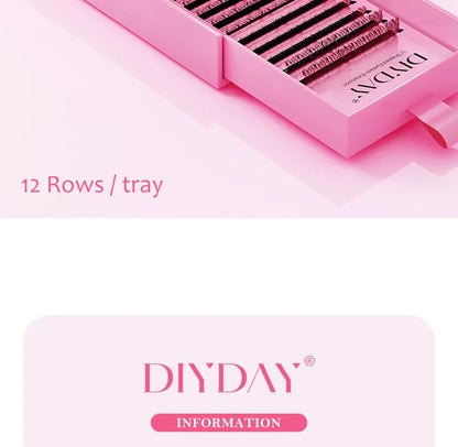 DIYDAY U-Shaped 3D Volume Eyelash Extensions — Easy-Apply Natural Wispy U YY Shape Faux Mink Lashes for Makeup