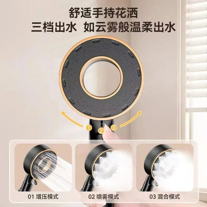 High Pressure Shower Head with 3 Modes – Adjustable Water-Saving Spray & One-Key Stop Nozzle for Bathroom Faucet Accessories