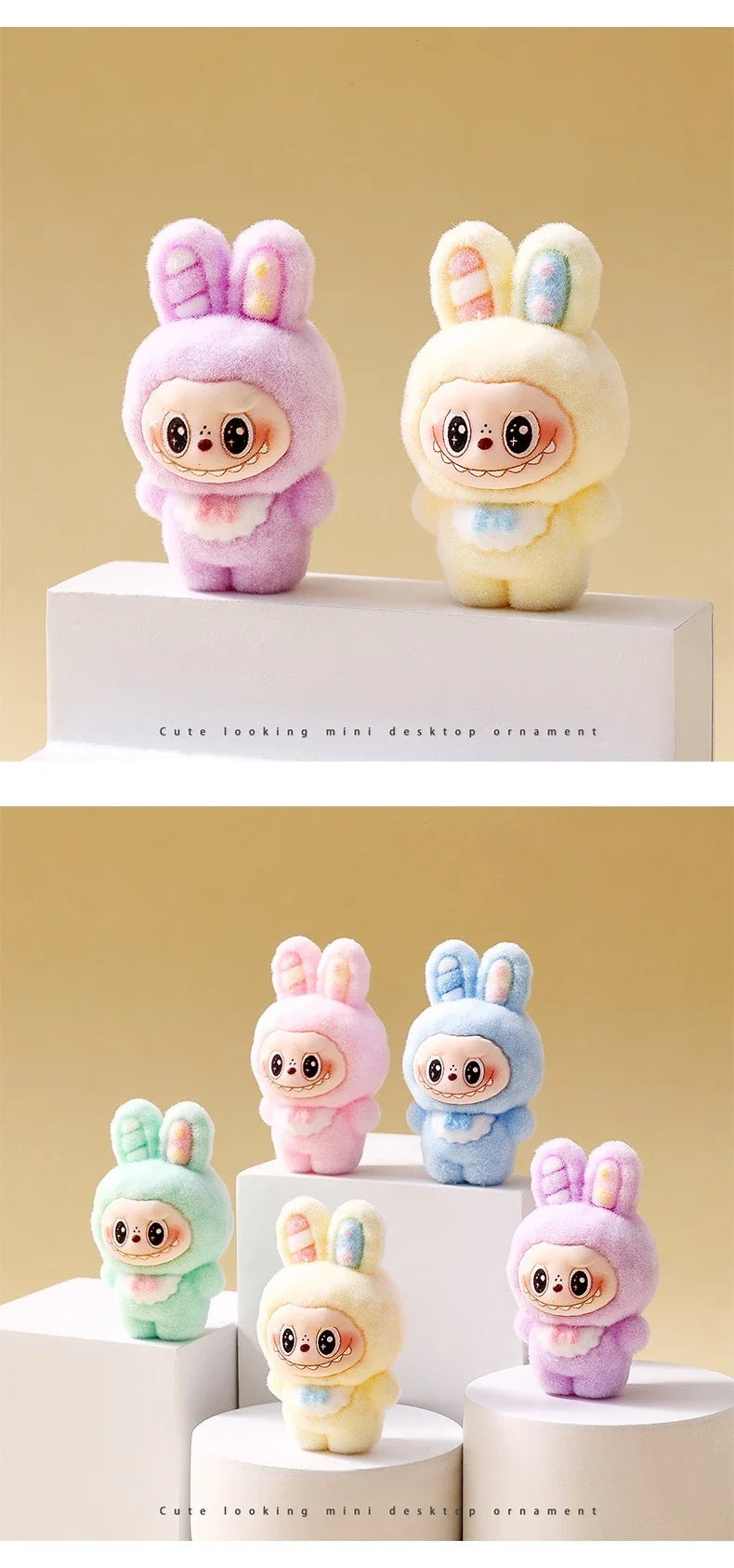 10pcs Babythree Rabbit Anime Flocked Action Figures Decorative Pendant Kawaii Desktop Dolls Toy Gifts