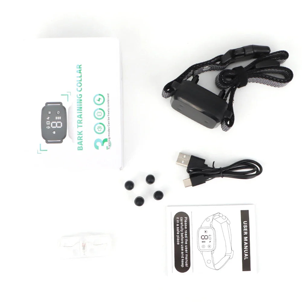 Smart Automatic Anti-Barking Dog Collar: HD Digital Display, IP67 Waterproof - Rechargeable Bark Stopper