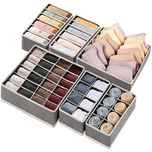 Foldable Underwear & Sock Organizer Box – Wardrobe Drawer Storage Divider for Bras, Pants, Scarves & Ties Closet Organizer