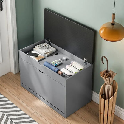 Entryway Shoe Bench with 3-Tier Rack – Wooden Sitting Stool & Multi-Function Shoe Storage Organizer