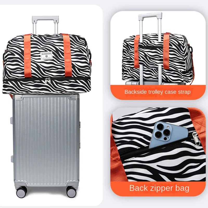 Women’s Carry-On Travel Bag – Spacious Animal Print Nylon Gym & Sports Bag, Large Capacity Weekend Overnight Bag
