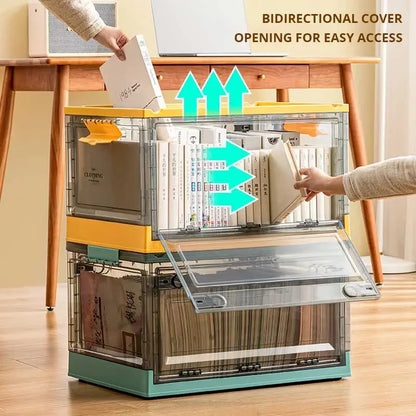 Foldable Transparent Storage Trunk — Large Capacity Plastic Organizer Box for Home, Wardrobe, and Clothes Storage