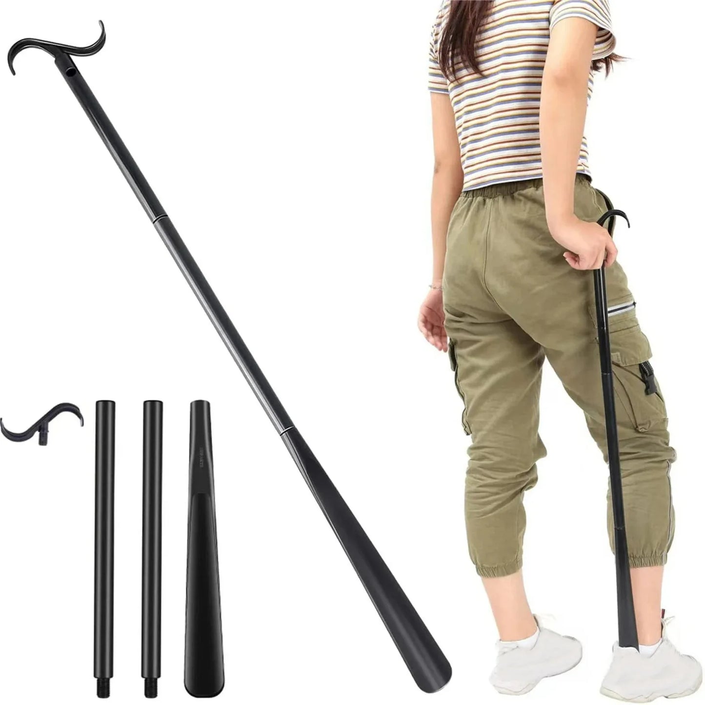 Clothing Aids Dressing Tool – Detachable Long Shoe & Sock Helper with Multifunction Shoe Horn Assistance