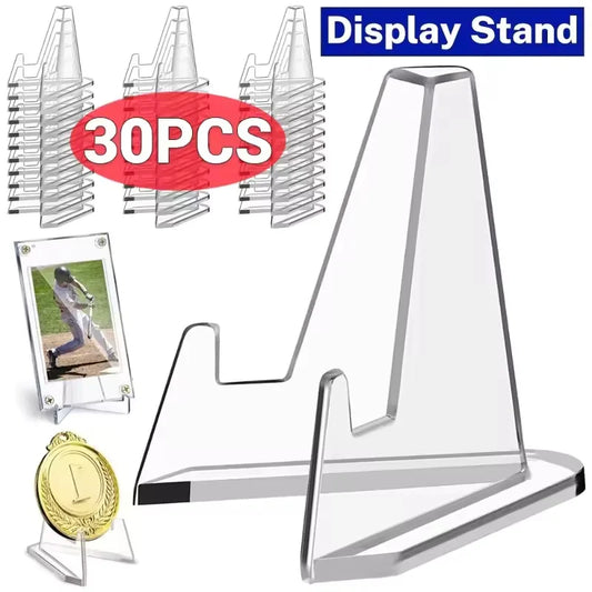 Clear Acrylic Coin & Card Display Stand – 1-30PCS Mini Easel Holder for Trading Cards, KPOP Idol Cards & Collectible Organizer Stand