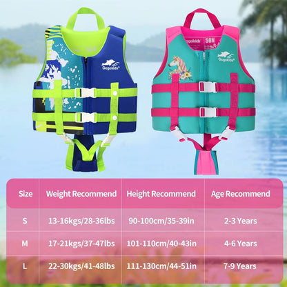 Gogokids Kids Life Jacket – Neoprene Float Vest for Toddlers, Swim Training & Buoyancy Swimwear