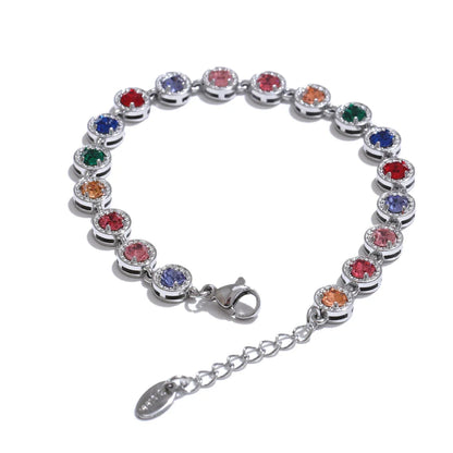 NiNice 316L Stainless Steel Jewelry Set – Colorful Cubic Zirconia Necklace and Bracelet, Exquisite Luxury Fashion Design