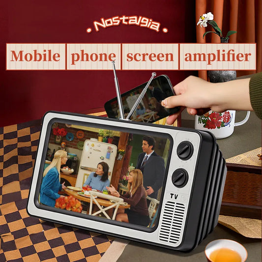 12 Inch Phone Screen Magnifier Stand - Enlarged Expand Holder HD Video Amplifier, Eyes Protection Retro TV Box for iPhone